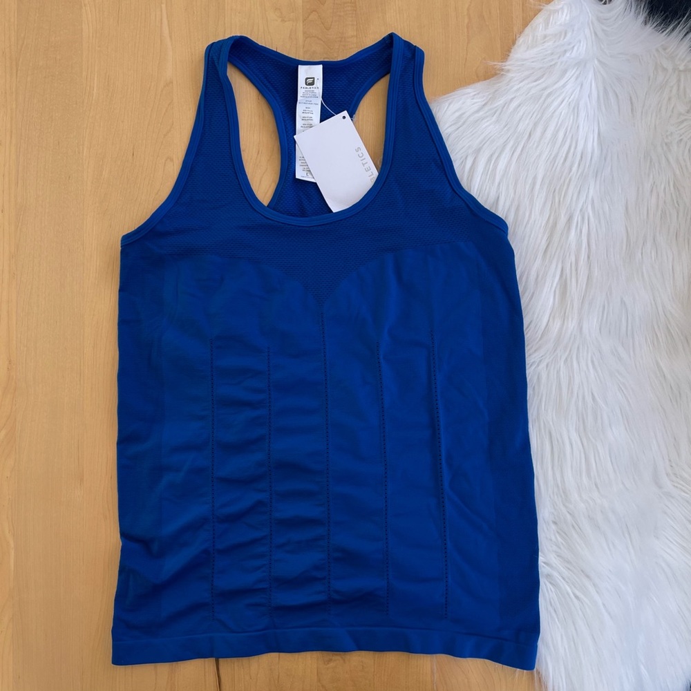 Fabletics Delta Smooth Operator Marine Blue Tank Top sz Large New With Tags NWT